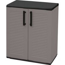 Dmora - Mehrzweck Außen oder Innenschrank, niedriger Kleiderschrank mit 2 Türen und 1 Polypropylen Regal, 100% Made in Italy, 68x37h84 cm, graue Farbe