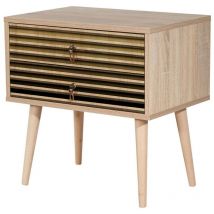 Mesa de noche Dfiorill, Cómoda baja, Mesilla de noche, Estante de la cama, 60x40h61 cm, Roble - Dmora