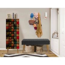 Dmora - Meuble d'entrée Baham, Crochet d'entrée, Composition pour l'atrium, Console de rangement multifonction, 50x38h135 cm, Chêne et Anthracite,