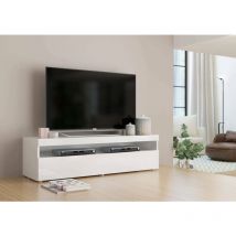 Dmora - Meuble tv de salon, Made in Italy, Meuble tv 1 porte, Meuble tv de salon, 130x45h36 cm, coloris blanc brillant