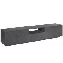 Dmora - Meuble tv de salon, Made in Italy, Meuble tv avec 4 portes et 1 tiroir, 220x43h46 cm, couleur Gris ardoise