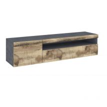 Dmora - Meuble tv de salon, Made in Italy, Meuble tv de salon 2 portes, 150x40h37 cm, couleur Gris Ardoise et Érable, avec emballage renforcé