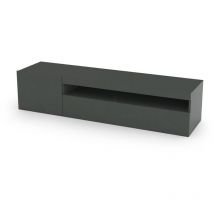 Dmora - Meuble tv de salon, Made in Italy, Meuble tv 2 portes, Meuble tv de salon, 150x40h37 cm, couleur anthracite brillant