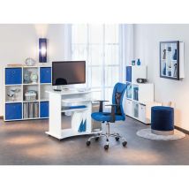 Dmora - Mini ufficio con ruote, in laminato bianco, cm, 80x50x75, con imballo rinforzato