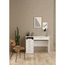 Dmora - Bureau avec cinq tiroirs, couleur blanche, Dimensions 109 x 75 x 48 cm