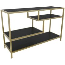 Dmora - Mobile porta tv Vega, Credenza da soggiorno, Armadio basso per tv, Base parete attrezzata, 120x39h75 cm, Oro e Antracite, con imballo