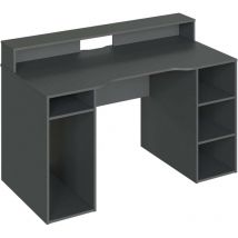 Dmora - Schreibtisch Dlucum, Moderner Schreibtisch von Gaming, Studiertisch für pc und CD-Halter, Studiertisch mit Regalen, 136x67h88 cm, Anthrazit