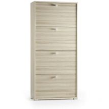 Schuhregal Dmarcat, Mehrzweck - Eingangsmöbel mit 4 Klapptüren, Schuhschrank mit doppelter Tiefe, 100% Made in Italy, 67x28h147 cm, Ulme - Dmora