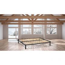 Dmora - Orthopädisches Untergestell mit 13 Holzlatten mit schwarz lackierter Metallstruktur, 160 x 190 cm