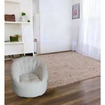 Talamo Italia - Dmora Poltrona imbottita rotonda, colore bianco, Misure 80 x 80 x 80 cm, con imballo rinforzato