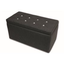 Talamo Italia - Dmora Pouf de rangement en simili cuir, couleur grise, Dimensions 90 x 45 x 45 cm