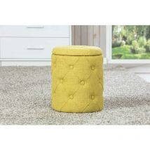 Dmora - Pouf de rangement en tissu matelassé jaune, 34x34x40 cm