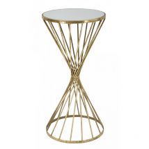 Runder Couchtisch, Metallstruktur, Glasplatte, Goldfarbe, Maße 35 x 70 x 35 cm - Dmora