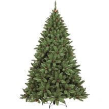 Dmora - Sapin de Noël Stoccolma, Sapin artificiel extra épais, véritable Sapin effet pvc avec pommes de pin incluses, 464 branches, hauteur 150 cm,