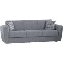 Dmora - Schlafsofa Dcorv, Lineares 3-Sitzer-Container-Schlafsofa, Wohnzimmersofa aus gepolstertem Stoff mit Klick-Klack-Öffnung, 223x84xh80 cm, Grau