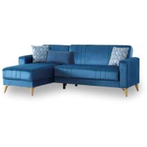 Schlafsofa Dinsign, Eckschlafsofa Mit 3 Kissen Inklusive, Gepolstertes Stoffsofa Mit Klick-klack-öffnung, Mit Umkehrbarer Halbinsel, 225x151h84 Cm, 