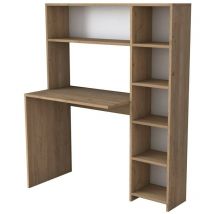 Dmora - Schreibtisch Callidora, Mehrzweckschreibtisch, Bürotisch für pc, Eckschreibtisch, 113x40h142 cm, Eiche, mit verstärkter Verpackung