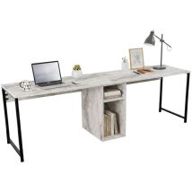 Schreibtisch Caprioli, Mehrzweckschreibtisch, Bürotisch Für Pc, Eckschreibtisch, 240x60 H74 Cm, Marmor Und Schwarz - Dmora