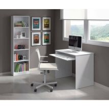 Dmora - Schreibtisch Dayton, Schreibtisch mit Regal, PC-Halter Arbeitstisch für Büro oder Schlafzimmer, Schreibtisch, cm 90x54h79, Weiß