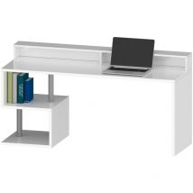 Dmora - Schreibtisch Serafino, linearer Schreibtisch mit Ablagefächern, Mehrzweck-Büroschreibtisch mit Platte, 180x60h93 cm, Weiß