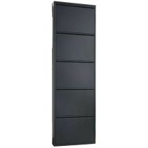 Schuhschrank Isidro, Schuhregal, Mehrzweck-Eingangsgarderobe, Möbel für Schuhe, 50x15h172 cm, Schwarz, mit verstärkter Verpackung - Dmora