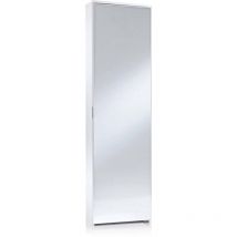 Schuhregal Dbarrec, Mehrzweck - Dielenmöbel mit Spiegeltür, Moderner Schuhschrank mit 5 Einlegeböden, 100% Made in Italy, 50x18h178 cm, Weiß - Dmora