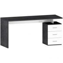 Dmora - Scrivania Siro, Scrittoio lineare, Scrivania ufficio multiuso, Scrivania salvaspazio multi posizione, 160x60h75 cm, Bianco e Ardesia, con