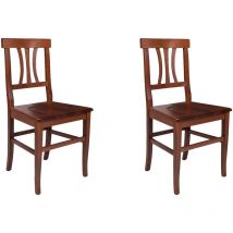 2er Set Wohnzimmer- oder Küchenstühle, Landhausstil, Buche massiv, cm 44x44,5h89, Nussbaumfarbe - Dmora