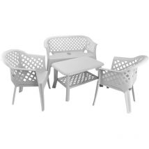 Dmora - Set salotto da esterno Brescia, Set da giardino con 2 poltrone, 1 panchina ed 1 tavolino, Salottino indoor ed outdoor, 100% Made in Italy,
