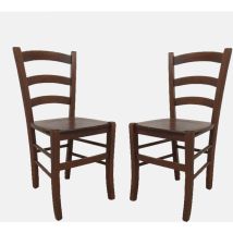 Set di 2 Sedie classiche in legno, per sala da pranzo, cucina o salotto, Made in Italy, cm 44x45h87, Seduta h cm 47, colore Noce, con imballo