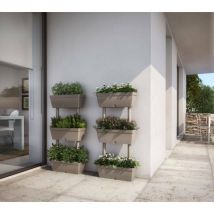 Dmora - Set von 3 Gefäßen für den Hausgarten, Set von 3 Blumentür Vasen für Innen oder Außen , 100% Made in Italy, 49x22 bis 16 cm, Tortora Farbe