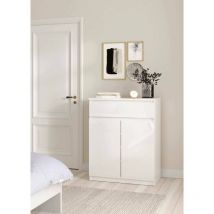 Dmora - Sideboard mit Türen und einer Schublade, weiß glänzend, 80 x 100 x 41 cm