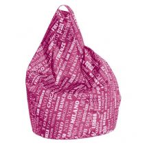 Talamo Italia Sitzsack mit Schriftzug Fantasie, Fuchsia und Weiß, Maße 80 x 120 x 80 cm