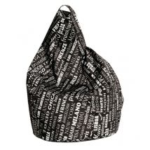 Talamo Italia - Sitzsack Mit Schriftzug Fantasy, Schwarz-weiß, Maße 80 X 120 X 80 Cm