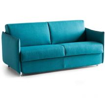 Sofá cama 2 plazas Pandora, Sofá convertible para salón, acolchado, desenfundable, calidad 100% Made in Italy, 180x95 h90 cm, Azul claro - Dmora