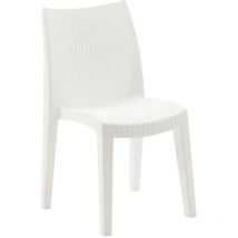 Gartenstuhl Dmondin, Gartensitz, Stuhl für Esstisch, Sessel für den Außenbereich in Rattan-Optik, 100 % Made in Italy, 48x55h86 cm, Weiß - Dmora
