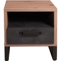 Dmora - Table de chevet de style industriel avec 1 tiroir et compartiment ouvert, Table de nuit moderne, Compartiment de rangement, Fabriqué en