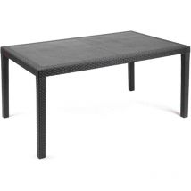 Table d'extérieur Imola, Table rectangulaire fixe, Table de jardin polyvalente effet rotin, 100% Made in Italy, Cm 138x78h72, Anthracite - Dmora