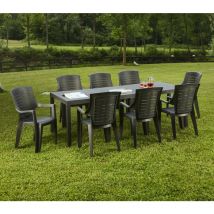 Table d'extérieur Susa, Table à manger rectangulaire extensible, Table de jardin extensible, 100% Made in Italy, Cm 150x90h72, Anthracite - Dmora