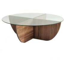 Dmora - Tavolino da salotto Jolanda, Tavolo basso da caffè, Portariviste per divano, Ripiano da soggiorno, 90x90h30 cm, Noce