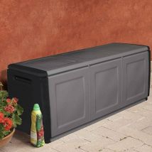 Dmora - Tronc de conteneur polyvalent en polypropylène, garage, 100% Made in Italy, 138x53h57 cm, couleur grise, avec emballage renforcé
