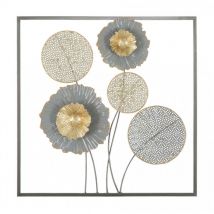 Wanddekoration, Eisen, Mit Blumenmuster, Maße: 50 x 4 x 50 cm - Dmora