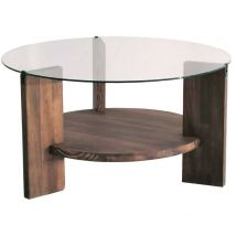 Dmora - Wohnzimmertisch Alnitak, Niedriger Wohnzimmertisch, Kaffeeregal, Couchtisch für Sofa, 75x75h40 cm, Nussbaum, mit verstärkter Verpackung
