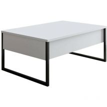 Wohnzimmertisch Dgiagnon, Niedriger Wohnzimmertisch, Kaffeeregal, Couchtisch Für Sofa, 90x60h40 Cm, Weiß Und Schwarz - Dmora