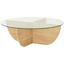 Dmora - Wohnzimmertisch Phoebe, Niedriger Wohnzimmertisch, Kaffeeregal, Couchtisch für Sofa, 90x90h30 cm, Eiche, mit verstärkter Verpackung