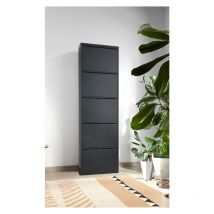 Dmora - Zapatero Isidro, Zapatero, Armario de entrada multiusos, Zapatero, 50x15h172 cm, Negro, con embalaje reforzado