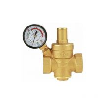 DN20 Brass Adjustable Water Pressure Reducer with Pressure Gauge Pressure Gauge, Brass Adjustable Water Pressure Reducer (DN20)