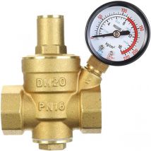 Boed - gabrielle DN20 Messing verstellbarer Wasserdruckminderer mit Manometer, verstellbarer Messing-Wasserdruckminderer (DN20)