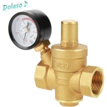 DN20 Vanne de réduction de pression d'eau réglable en laiton avec Manomètre Compteur de pression,Réducteur de pression Dolaso