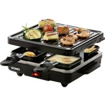 Just us DO9147G Appareil à raclette fonction grill, revêtement anti-adhésif, voyant lumineux, 4 poêlons noir - Domo